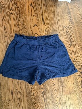 J. Crew Factory Navy High-Waist Relaxed Shorts